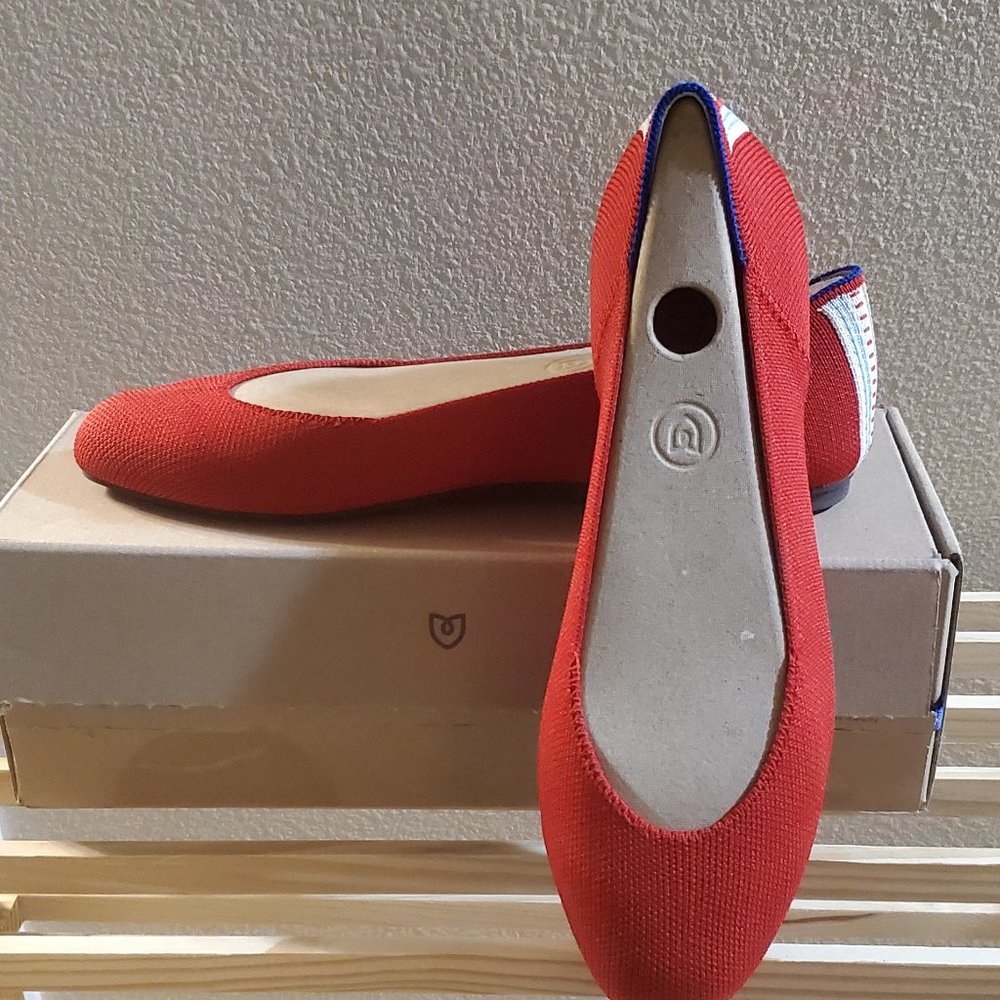 Rothys "The Square" Cardinal Flats size 8